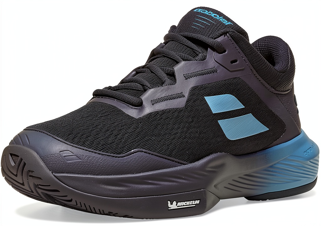 Babolat SFX4 tennis shoes on a clay court