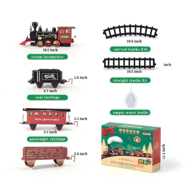 OleFun Train Set with Steam Locomotive, 14 Track Pieces, Sound & Smoke-3
