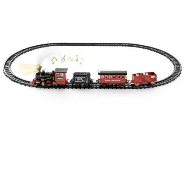 OleFun Train Set with Steam Locomotive, 14 Track Pieces, Sound & Smoke-4