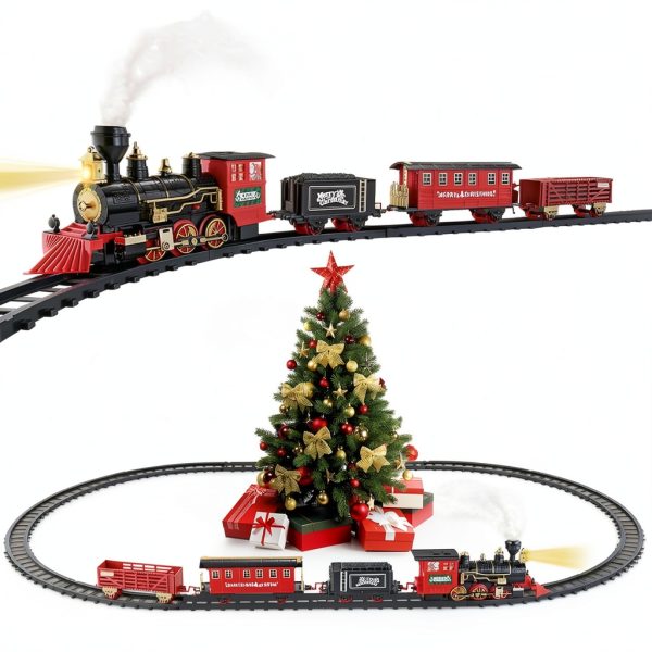 OleFun Train Set with Steam Locomotive, 14 Track Pieces, Sound & Smoke-1