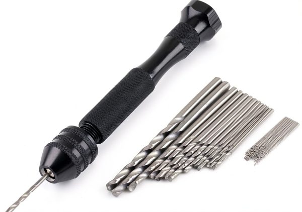 0.3-3.6mm Grasp Range Chuck Manual Hand Drill Hand Drill Micro Mini Drill Bits Set with 25 HSS Drill Bits Wood Drilling Tool-0
