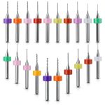 20 Pcs Micro Drill Bit Set 0.3-1.2mm Micro Drill Bits Tungsten Steel PCB Print Circuit Board Flute CNC Router Bits Shank for Rough Stone Jewelry Punching Engraving-0