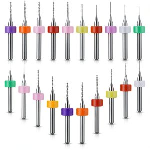 20 Pcs Micro Drill Bit Set 0.3-1.2mm Micro Drill Bits Tungsten Steel PCB Print Circuit Board Flute CNC Router Bits Shank for Rough Stone Jewelry Punching Engraving-0