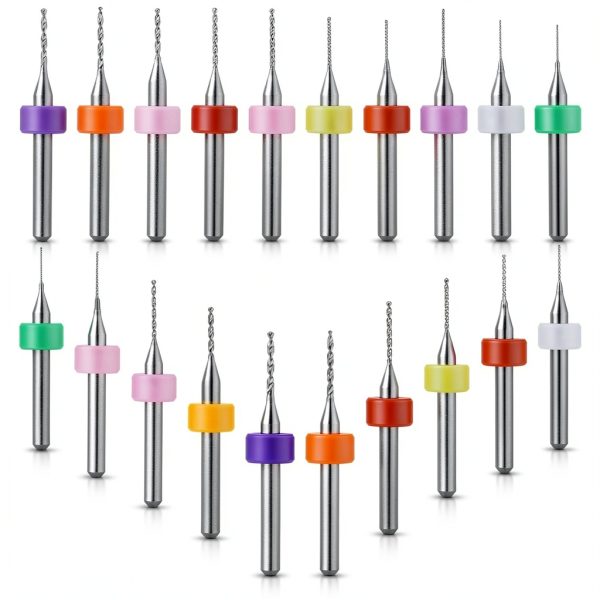 20 Pcs Micro Drill Bit Set 0.3-1.2mm Micro Drill Bits Tungsten Steel PCB Print Circuit Board Flute CNC Router Bits Shank for Rough Stone Jewelry Punching Engraving-0