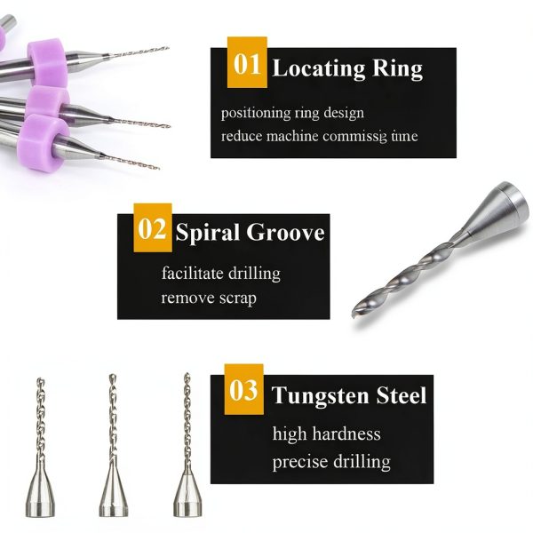Micro Drill Bit -10pcs 0.5mm PCB Drill Bits with 1/8 Inch Shank Tungsten Carbide Rotary Tool for Printing Circuit Board/Stone/CNC Engraving-1