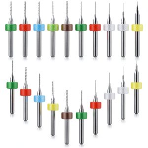 20 Pcs Micro Drill Bit Set Micro Drill Bits Tungsten Steel PCB Print Circuit Board Flute CNC Router Bits Shank for Rough Stone Jewelry Punching Engraving (0.1-1.0 mm)-0