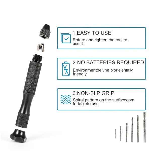 1PCS Micro Drill Bit Set, Pin Vise Hand Drill Manual Jewelry Micro Rotary Craft for Jewelry Making, Resin, Wood, Plastic-1